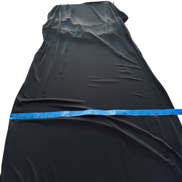 AKRIS PUNTO US 12 Black Vegan Silk Slip Dress Viscose Square Neck LBD Basic Mod - Picture 13 of 13